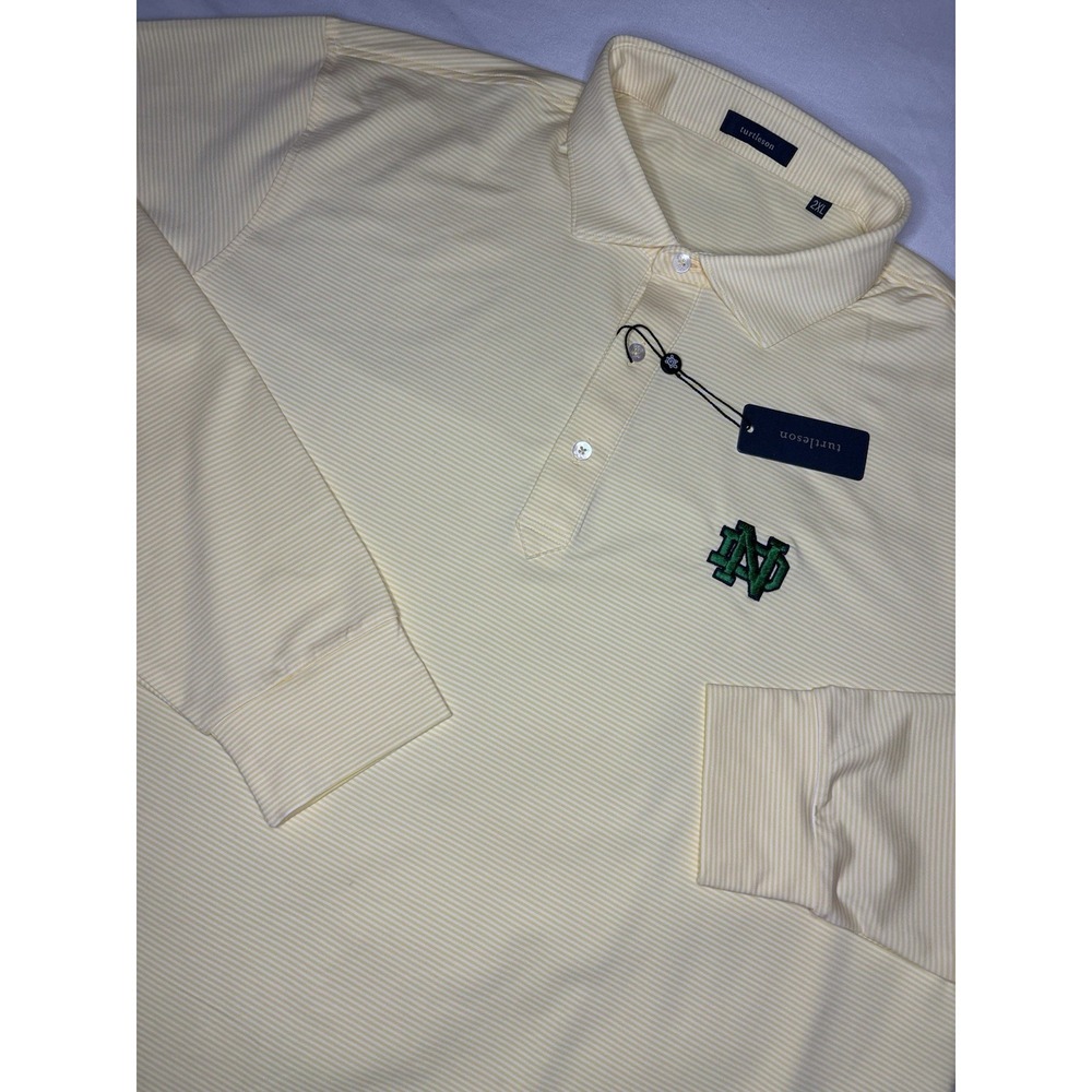 Turtleson Notre Dame Carter Performance Polo Shirt 2XL Yellow Striped NWT $198!